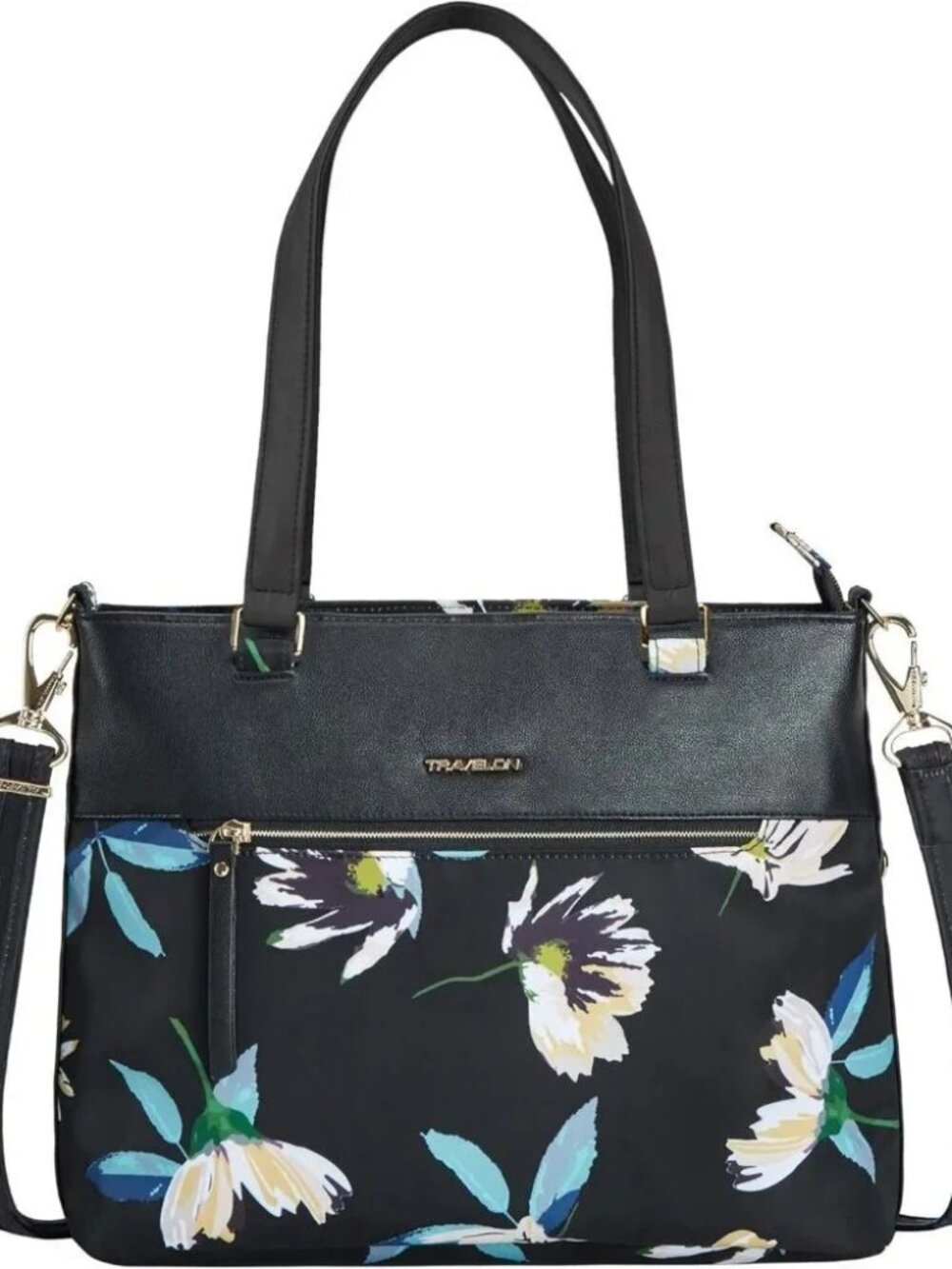 Travelon Anti-Theft Addison Tote - Midnight Floral - NWT - 14"w x 11"h x 4.5"d